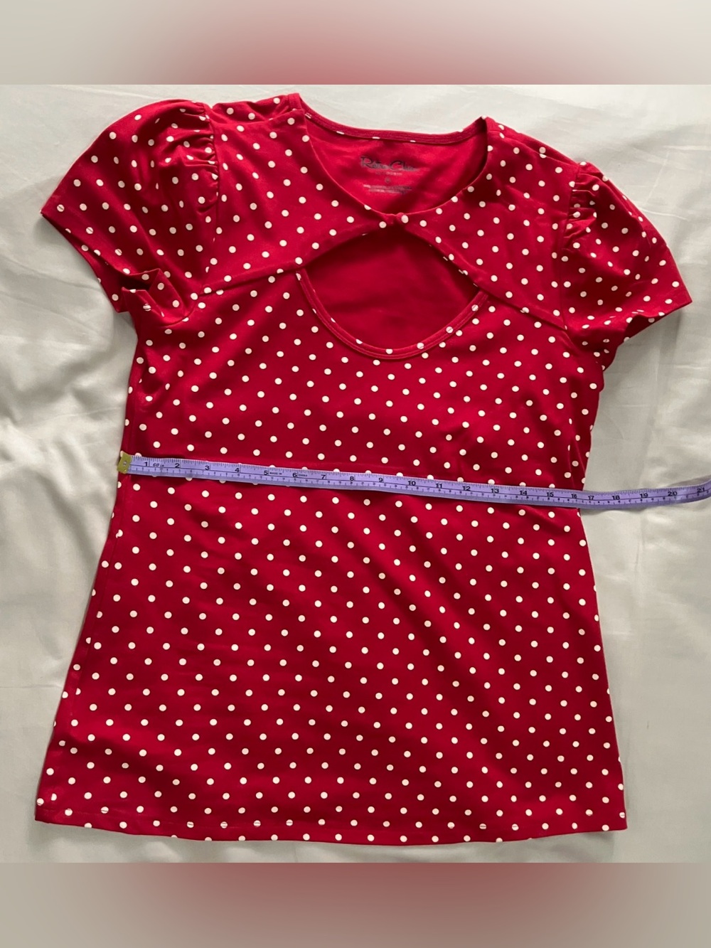 Torrid Retro Chic Button Neck Foxy Top in Commit Dot Red - Size 0/12 - NWT - Picture 12 of 16